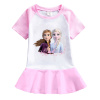 Frozen (Ledové království) Dětské letní šaty s motivem Ledové království - princezny Anna a Elsa Barevná varianta: Růžová, Velikost: 6T (5 - 6 let)