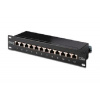 Digitus CAT 5e, patch panel třídy D, stíněný, 12 portů RJ45 8P8C, LSA, 1U, 254 mm (10 "), montáž do stojanu, černá (DN-91512S)