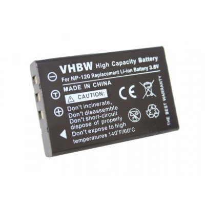 VHBW - SRN Baterie NP-120 1600mAh Li-Ion 3,7V neoriginální, pro fotoaparáty Fuji, FujiFilm FinePix, Toshiba, Ricoh, Pentax, Aiptek a další
