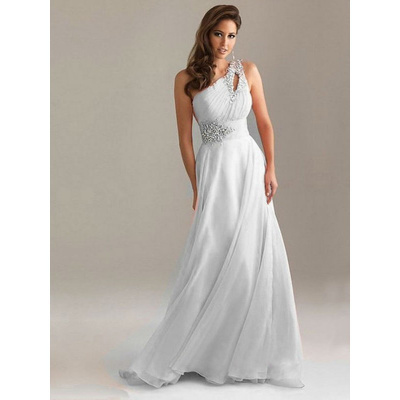 dlouhé antické bílé plesové svatební šaty na jedno rameno Donna XXL-XXXL, Velikost XXL-XXXL