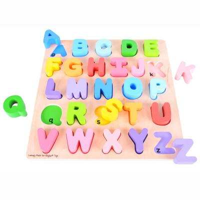 Bigjigs Toys Dřevěná motorická vzdělávací hračka Abeceda malá písmena
