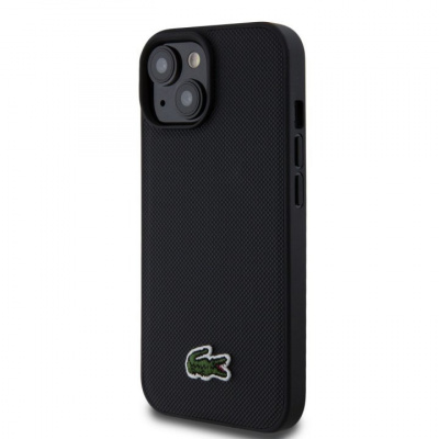 Lacoste Iconic Petit Pique Woven Logo - ochranný kryt s MagSafe pro iPhone 15, černý LCHMP15SPVCK