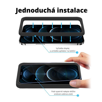 AppleMix Tvrzené sklo (Tempered Glass) JP Long Pack pro Apple iPhone 13 Pro Max / 14 Plus - čiré - sada 3 kusů + aplikátor