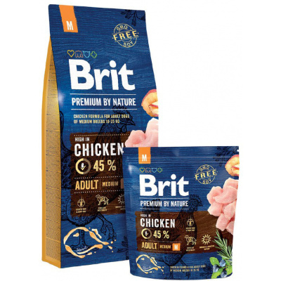 Brit Premium by Nature Adult M 8kg (Pro dospělé psy středních plemen 10-25kg. Kuřecí.)