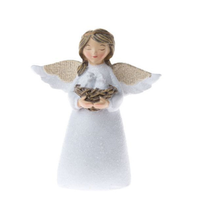 Polyresinový anděl s ptáčky AND22119