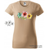 damske-tricko-potisk-kvety-Ibisku-menici-barvu Velikost dámská trička Basic: S šířka 44, délka 60, Odstín dámské tričko Basic: Pískové