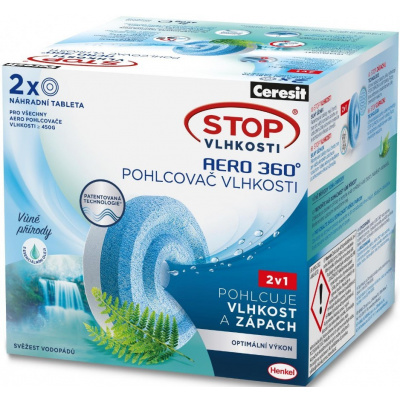 CERESIT STOP VLHKOSTI AERO 360 náhradní tablety 2x450g svěžest vodopádů