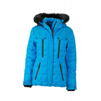 JAMES & NICHOLSON Dámská zimní bunda Wintersport Jacket JN1101 Barva: Modrá aqua - Černá, Velikost: L