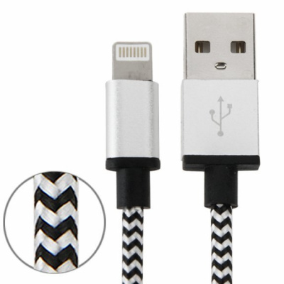 AppleKing opletený nabíjecí a synchronizační kabel USB-A 2.0 / Lightning pro iPhone / iPad / iPod / AirPods - 1 m - stříbrný - možnost vrátit zboží ZDARMA do 30ti dní