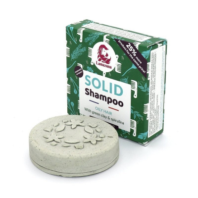 Lamazuna Tuhý šampon pro mastné vlasy se zeleným jílem a spirulinou Lamazuna - 70 g + prodloužená záruka na vrácení zboží do 100 dnů