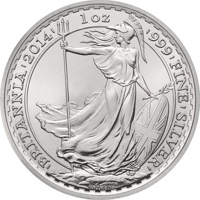 Royal Mint UK British Britannia stříbrná mince 1oz 2014