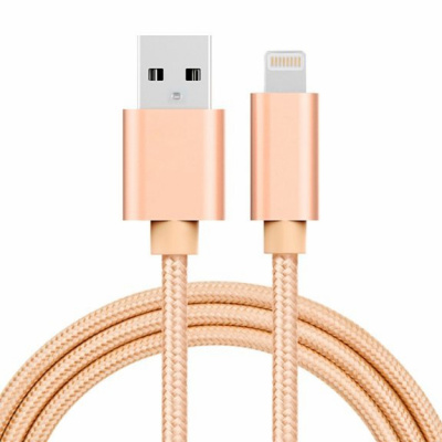 AppleKing opletený datový a nabíjecí kabel s konektory USB 2.0 / Lightning - 1m - zlatý - možnost vrátit zboží ZDARMA do 30ti dní