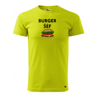 Pánské tričko s potiskem Burger šéf Velikost: M, Barva trička: Limetková
