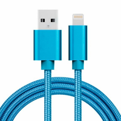 AppleKing opletený datový a nabíjecí kabel s konektory USB 2.0 / Lightning - 1m - modrý - možnost vrátit zboží ZDARMA do 30ti dní