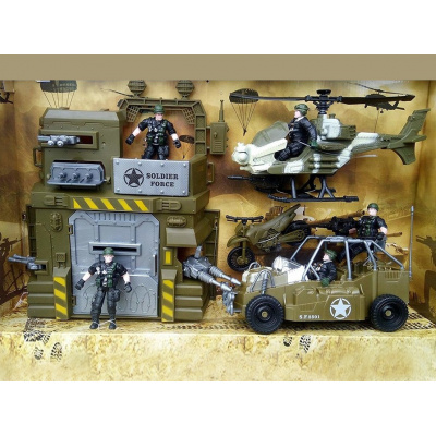 Combat Force Vojenský set - Figurky vojáčku s autem a vrtulníkem pro děti