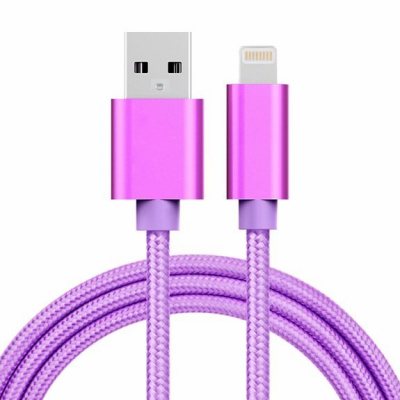 AppleKing opletený datový a nabíjecí kabel s konektory USB 2.0 / Lightning - 1m - purpurový - možnost vrátit zboží ZDARMA do 30ti dní