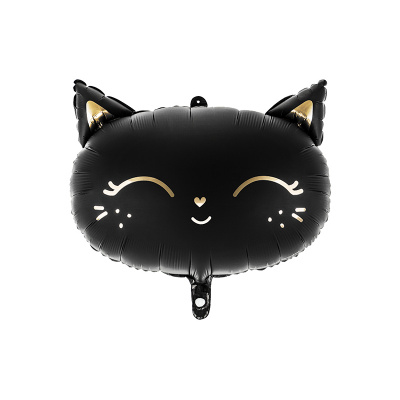 PartyDeco Fóliový balónek černozlatá kočka 48x36cm