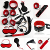 Velký BDSM set pro začátečníky, red/black - pouta, bič, maska, obojek a roubík
