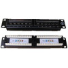 DATACOM Patch panel UTP 10" 12 port CAT5E, 2x6 pozic, 1U, zadní zářez, černý