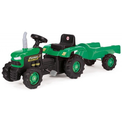 DOLU Dětský traktor šlapací s vlečkou zelený