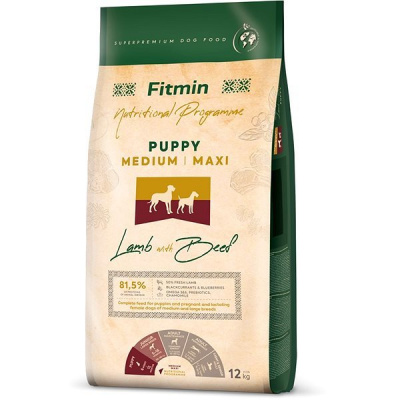 Fitmin dog medium maxi puppy lamb&beef 12 kg