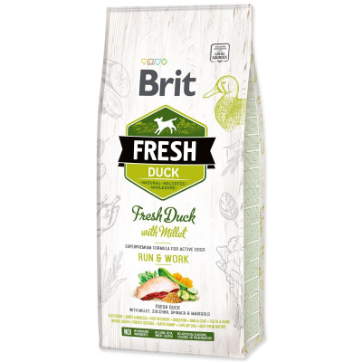 Krmivo Brit Fresh Duck with Millet Active Run & Work 12kg-KS