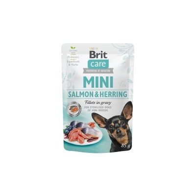 Brit Care Mini Dog kaps. Salmon&Herring sterilised fillets in gravy 85 g