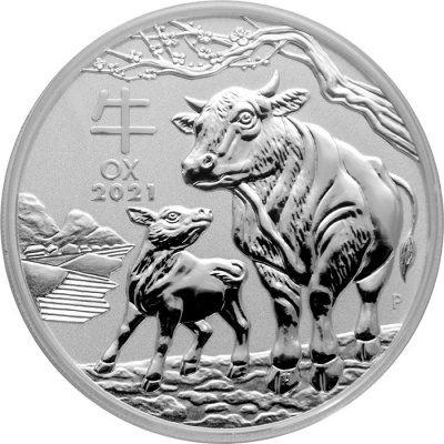 Stříbrná investiční mince Year of the Ox Rok Buvola Lunární 2 Oz 2021