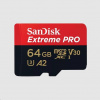 SanDisk micro SDXC karta 64GB Extreme PRO (200 MB/s Class 10, UHS-I U3 V30) + adaptér - SDSQXCU-064G-GN6MA