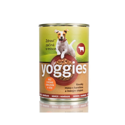 Yoggies s.r.o. Hovězí konzerva pro psy s karotkou a lněným olejem Yoggies 400 g