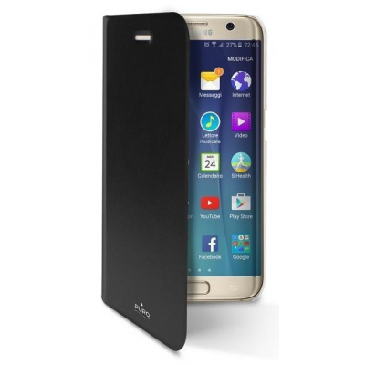 Pouzdro PURO flipové zadní Samsung Galaxy S7 edge s přihrádkou na kartu černé