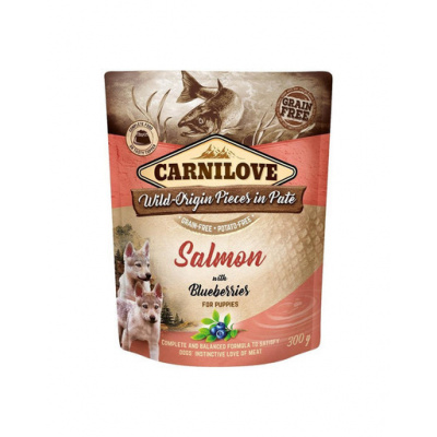 CARNILOVE Dog Pouch Paté Salmon with Blueberries for Puppies 300g