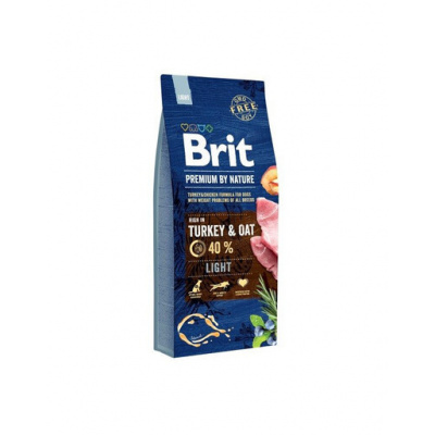 Brit Premium By Nature Light Turkey & Oat nízkokalorické granule pro psy s krůtím masem a ovsem 15 kg