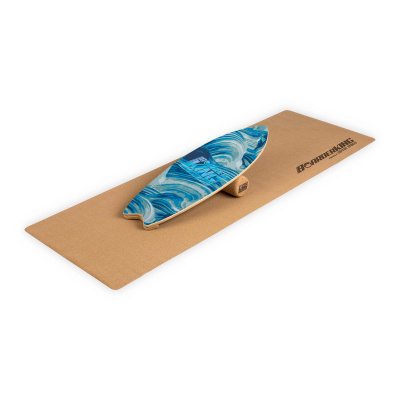 BoarderKING Indoorboard Wave, balanční deska, podložka, válec, dřevo/korek (FIA2-WaveWaves)