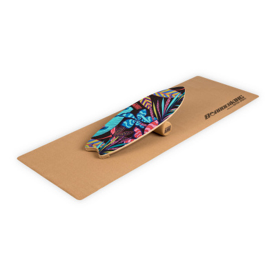 BoarderKING Indoorboard Wave, balanční deska, podložka, válec, dřevo/korek (FIA2-WaveImpress)