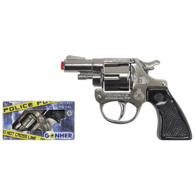 Alltoys policejní revolver kovový stříbrný kovový 8 ran
