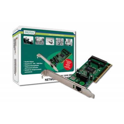 DIGITUS Gigabit PCI Card 10/100/1000Mbit 32-bit Gigabit Network Adaptor Realtek 8169SC chipset inkl. Low Profile Bracket