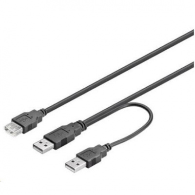 PREMIUMCORD Kabel USB 2.0 napájecí Y kabel A/M + A/M -- A/F 0.4m + 0.5m