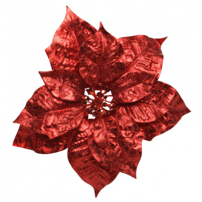 Umělý květ na klipu Vánoční hvězda 26 cm, červená