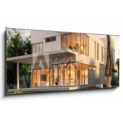Obraz s hodinami 1D panorama - 120 x 50 cm - The dream house Dům snů