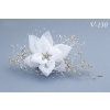 Svatební ozdoba do vlasů - květina se síťkou a krystaly V-130 Barva: ivory