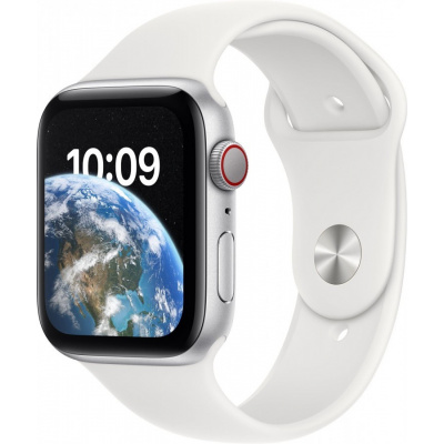 Apple Watch SE (2022) 40mm Cellular Stříbrný hliník s bílým sportovním řemínkem MNPP3CS/A