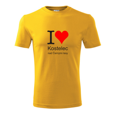 Žluté tričko I love Kostelec nad Černými lesy - suvenýry - upomínkové předměty