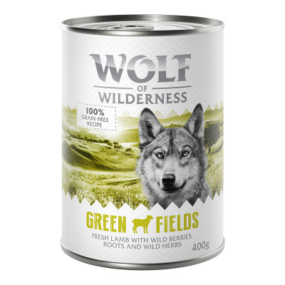 Wolf of Wilderness jedna konzerva 1 x 400 g - Green Fields - jehněčí