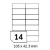 Etikety samolepicí na A4 105x42,3 mm bílá, 14 etiket
