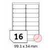 Etikety samolepicí na A4 99,1x34 mm bílá, 16 etiket