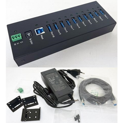 CarTFT CTFINDUSB-3X10 (Automotive/Industry 10-port USB 3.0 Hub, 9 - 24V DC) 3570