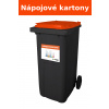 Černá plastová popelnice s oranžovým víkem na nápojové kartony DOPNER 240 l