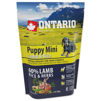 Krmivo Ontario Puppy Mini Lamb & Rice 0,75kg-KS