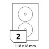 Etikety samolepicí na A4 kulaté na CD průměr 118 mm bílá, 2 etikety
